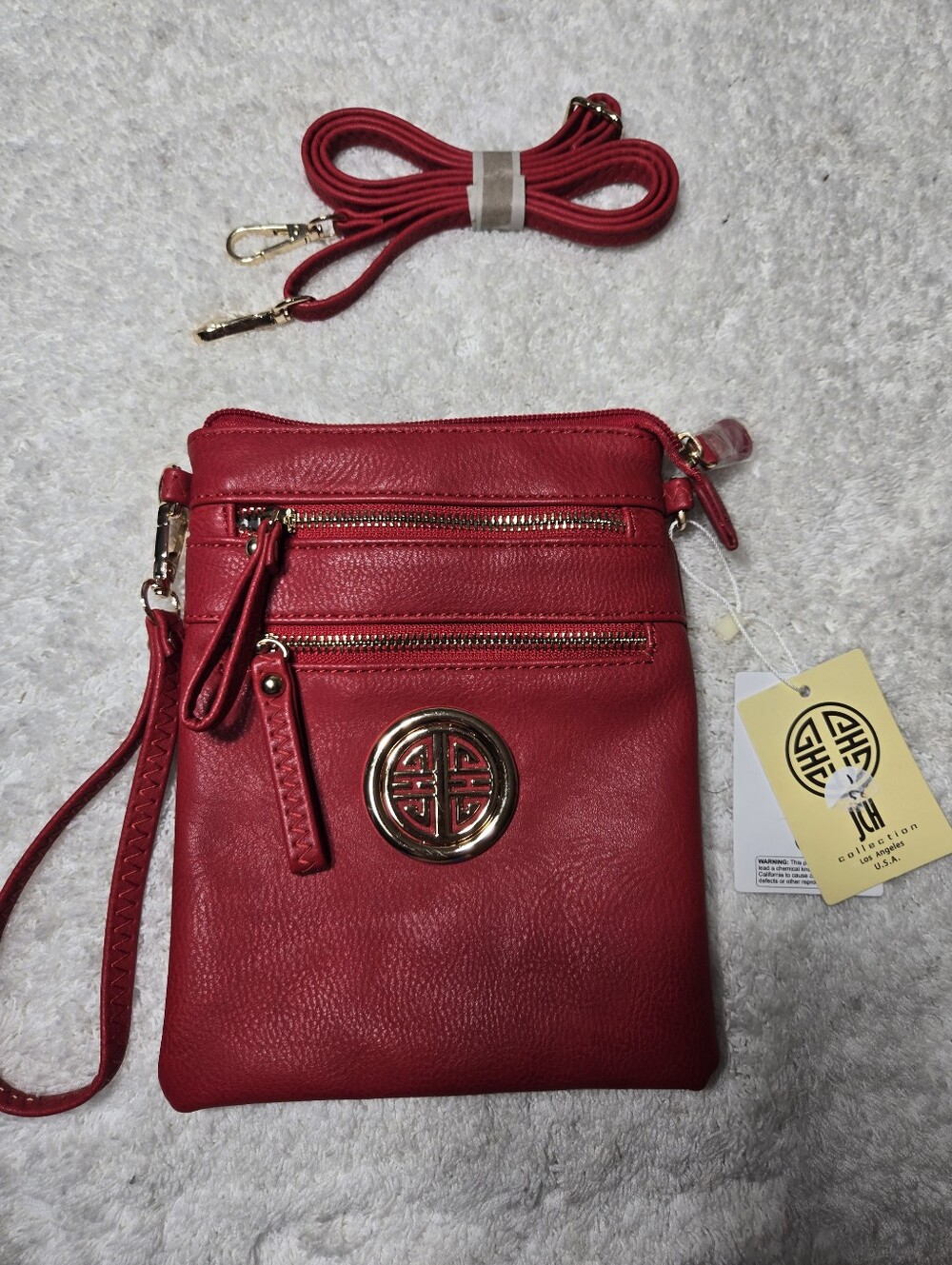JCH Women's Red Crossbody Bag NWT With Gold Logo